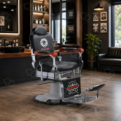 SCAR Professional Luxury Hydraulic Barber Chair with Chrome Frame, Adjustable Headrest and Footrest for Men's Salon