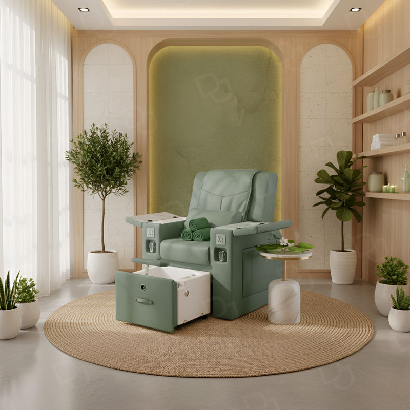 All-in-One Green Spa Chair for Pedicure & Manicure – Professional Salon & Spa Equipment - Manicure pedicure chair in UAE - Nail studio furniture Qatar - Dayjour - UAE