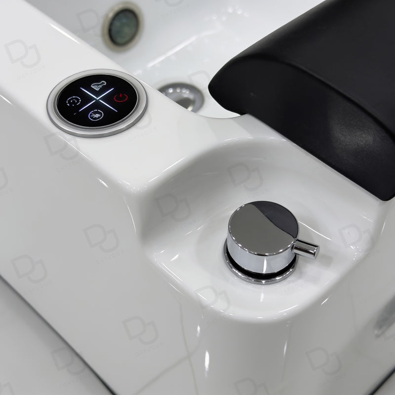 professional pedicure foot bath basin with padded footrest and wireless remote option