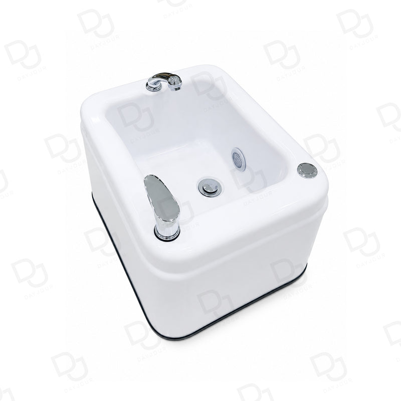 professional white foot bath basin with dual faucets for spa and pedicure treatment - Professional foot bath basin - Movable pedicure basin