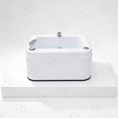 professional white foot bath basin with dual faucets for spa and pedicure treatment - Professional foot bath basin - Movable pedicure basin