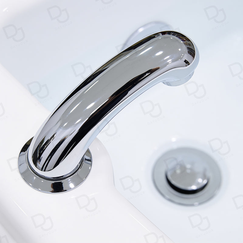 professional white foot bath basin with dual faucets for spa and pedicure treatment - Professional foot bath basin - Movable pedicure basin