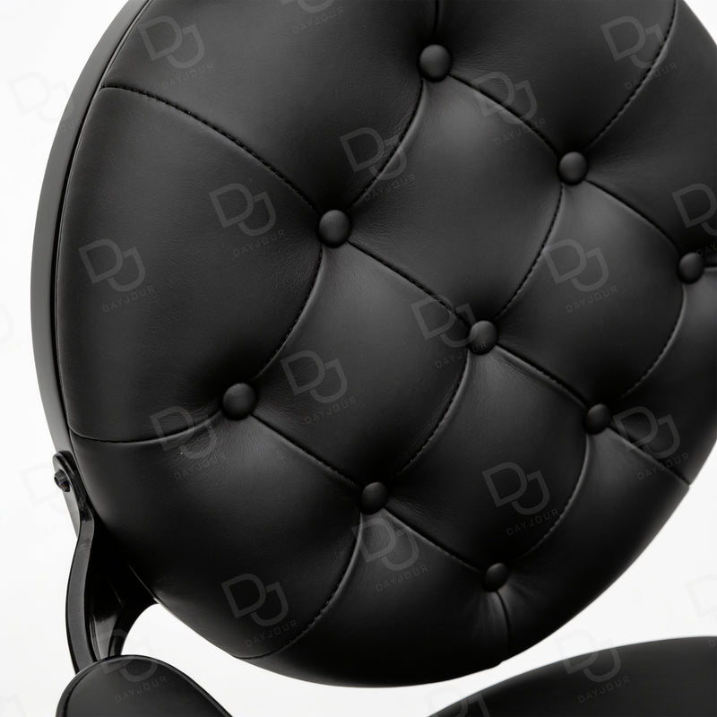 black matte finished barber chair with hydraulic base, reclining backrest, padded armrests and footrest - gents barber chair - salon chair - reclining chair - Dayjour - UAE