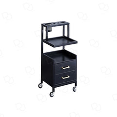 Salon Hair Beauty Station Black - Barber trolley - salon trolley for keeping things - Trolley with Hair dryer holder - Dayjour - UAE