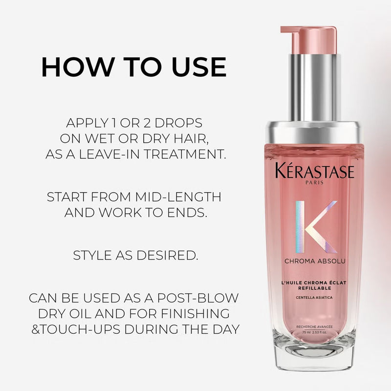 Kérastase Chroma Éclat Radiance Hair Oil – Shine & Color Protection for Colored Hair - Kerastase UAE - Hair oil - chroma absolu hair oil - Dayjour