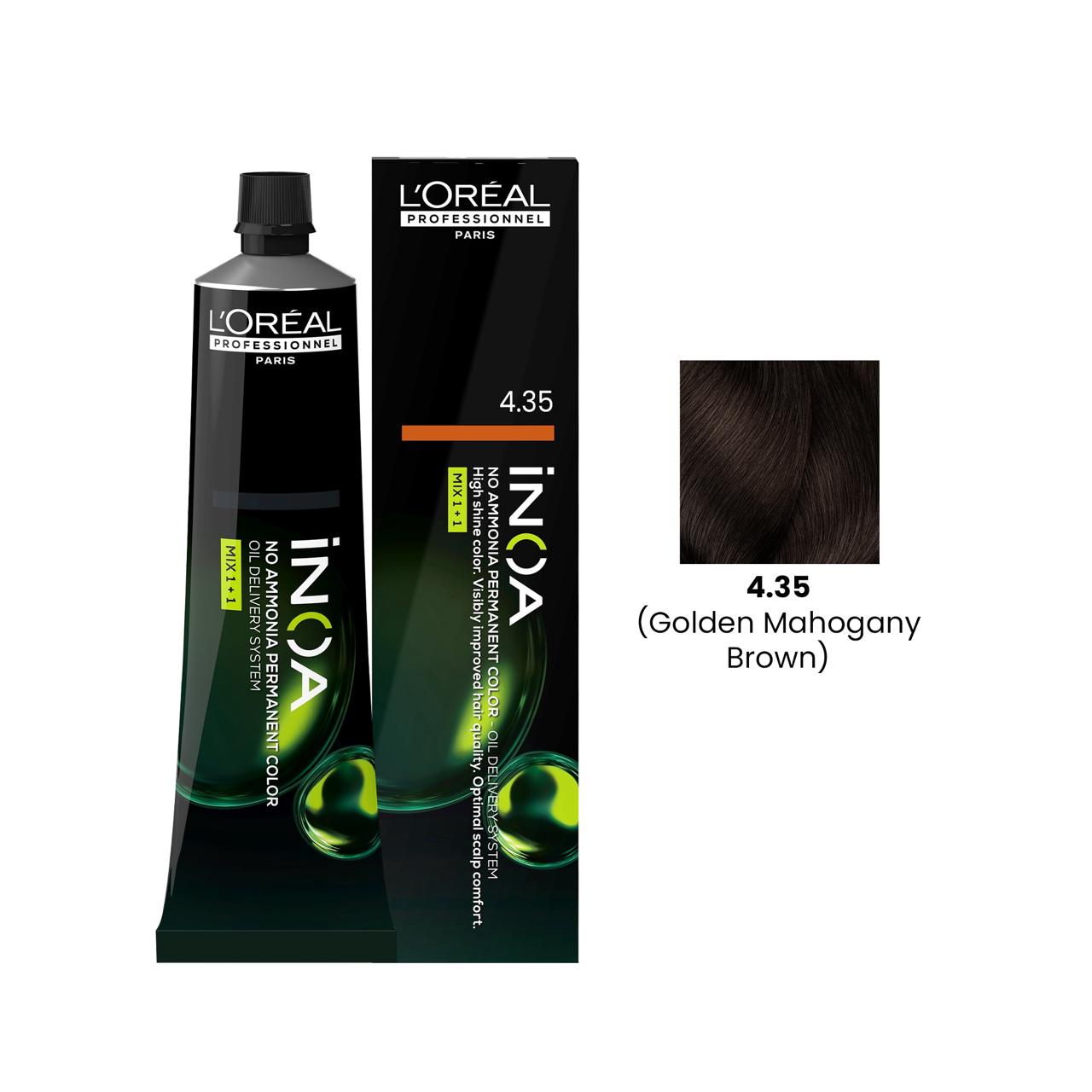 Loreal Professional iNOA Hair Color 60g 4.35 Golden Mahogany Brown ...