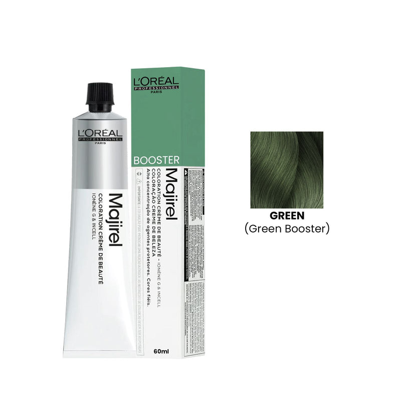 L’Oréal Professionnel Majirel Booster Green 60ml - Professional Green Colour Corrector & Red Neutraliser - majirel color booster - loreal UAE - Dayjour -Majirel Hair Color