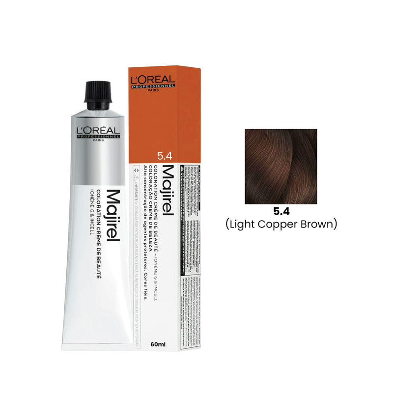 L'Oreal Majirel 5.4 - Majirel 5.4 UAE - Light Copper Brown Hair Color - L'Oreal Professionnel Majirel - copper brown hair dye - light copper brown hair colour - permanent hair colour UAE - professional hair dye - salon hair colour - L'Oreal hair color UAE