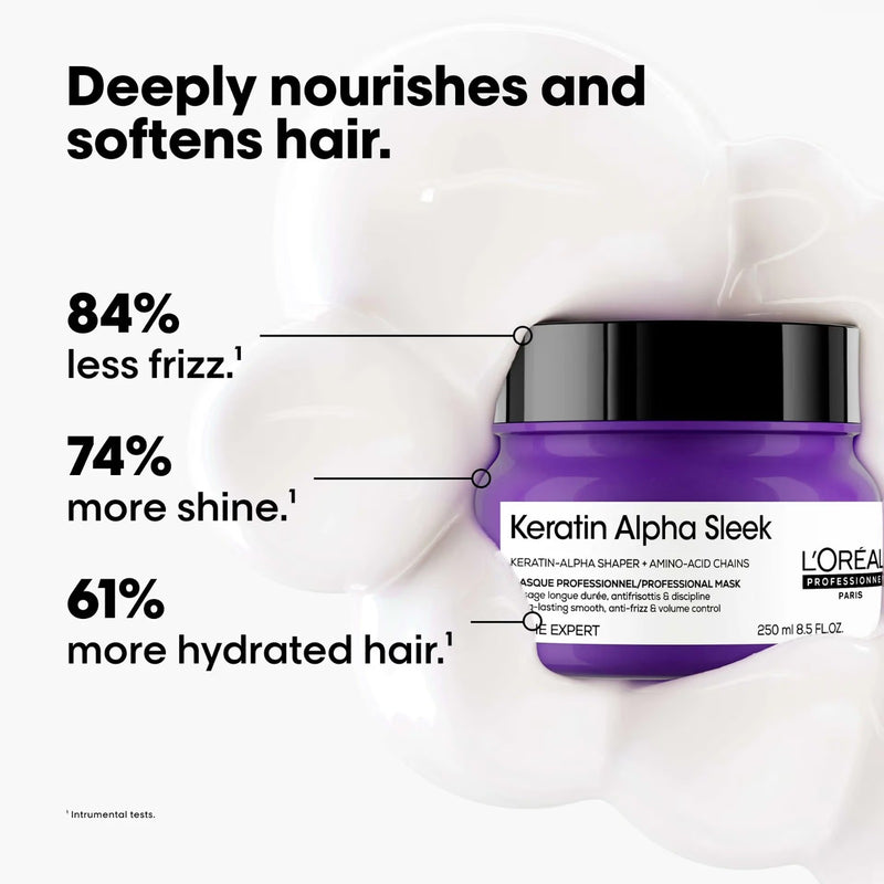 L'Oréal Professionnel Keratin Alpha Sleek Hair Mask 500ml salon smoothing treatment anti-frizz hair mask UAE
