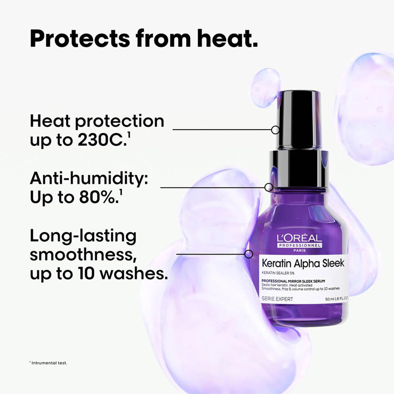 L'Oréal Professionnel Keratin Alpha Sleek Mirror Sleek Serum 50ml professional anti-frizz hair serum UAE - buy L'Oréal Keratin Alpha Sleek Serum UAE - professional anti-frizz serum - L'Oréal hair serum UAE - smoothing serum for frizzy hair - heat protectant hair serum - mirror shine hair serum