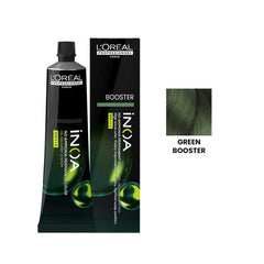 L’Oréal iNOA green booster 60g professional hair color tube salon red neutralizer additive UAE - inoa green booster - red tone corrector uae salon - green hair color additive loreal - ammonia free color neutralizer uae - salon hair correction booster - inoa professional green mix