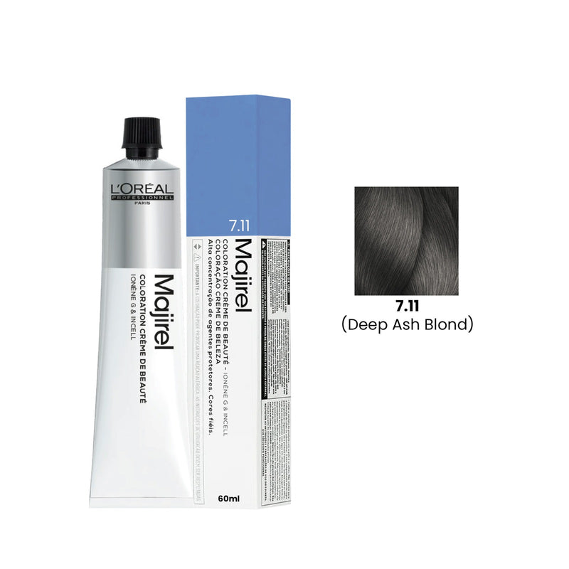 L'Oreal Majirel 7.11 UAE - Majirel Deep Ash Blonde - 7.11 hair color - L'Oreal Professionnel hair color - deep ash blonde dye - ash blonde hair colour - permanent hair colour UAE - professional hair dye - salon hair colour - Majirel UAE