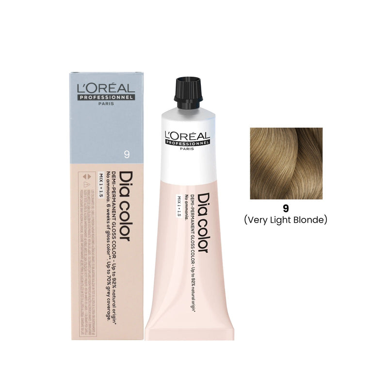 L'Oréal Professionnel Dia Color 9 - Dia Color Very Light Blonde - Dia Color 60ml UAE - L'Oréal blonde hair colour - Very Light Blonde hair dye - professional hair colour UAE - ammonia free hair dye - demi permanent hair colour UAE - Dia Color hair colour - salon hair colour UAE