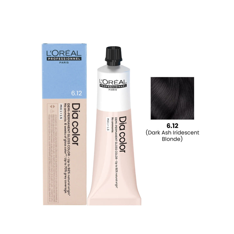 L'Oréal Dia Color 6.12, Dia Color 6.12 UAE - Dark Ash Iridescent Blonde - L'Oréal hair color UAE - Dia Color hair colour - demi permanent hair colour UAE - professional hair colour, ash blonde hair colour - iridescent blonde hair dye - L'Oréal Professionnel Dia Color