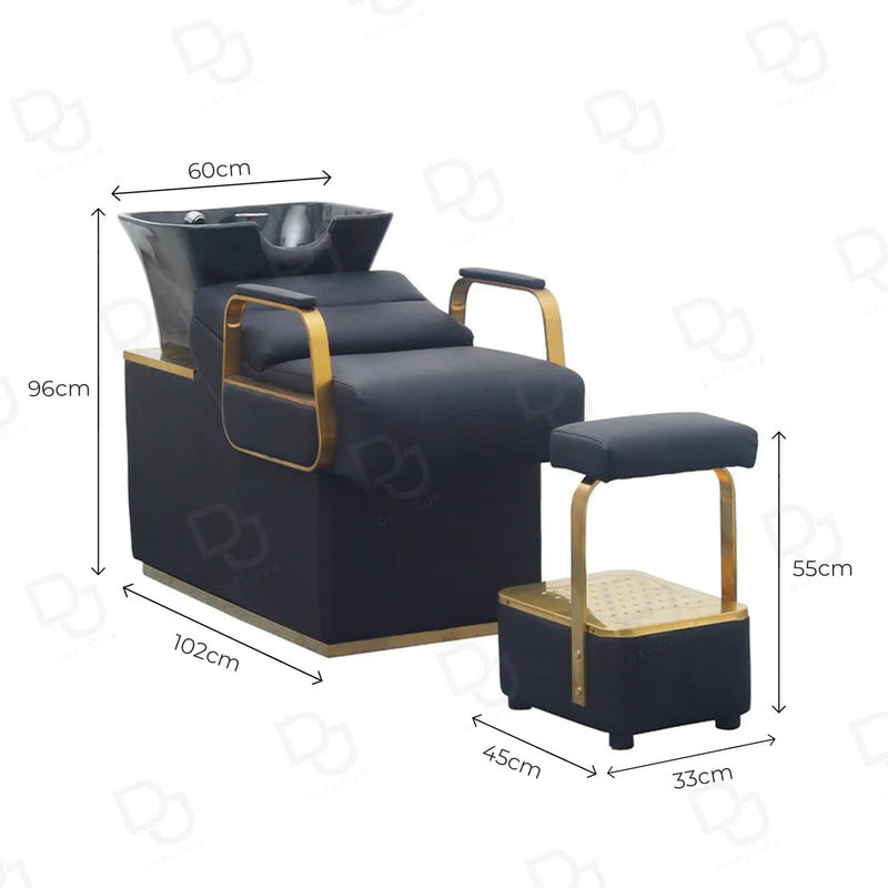 Luxury Salon Hair Washing Chair Black & gold