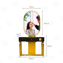 Luxury Salon Mirror With Table LED light Gold