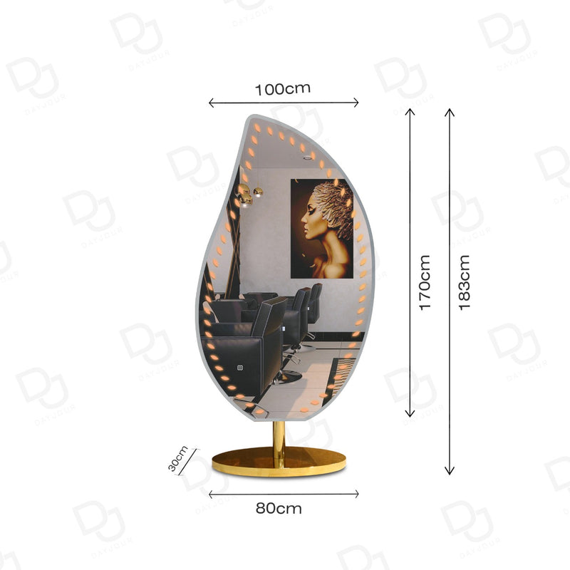 Mirror with LED light Leaf Shape Design - salon mirror - dayjour