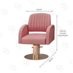 Modern Hydraulic Ladies Chair Pink With Gold Round Base