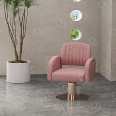 Modern Hydraulic Ladies Chair Pink With Gold Round Base