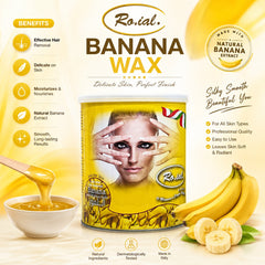 Roial Hair Remover Wax - Roial Wax Lipo - Roial Banana Wax 600ml - Banana Hair Removal Wax - Professional Hair Removal Wax - Salon Wax - Body Wax - Mineral Oil Wax
