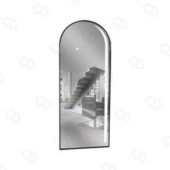 Professional Wall-Mounted Salon Mirror with Black Finish and Built-In LED Light - salon mirror - Dayjour - UAE