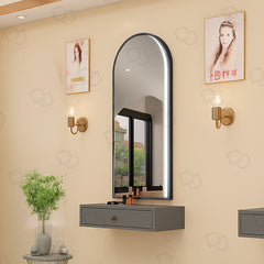 Professional Wall-Mounted Salon Mirror with Black Finish and Built-In LED Light - salon mirror - Dayjour - UAE