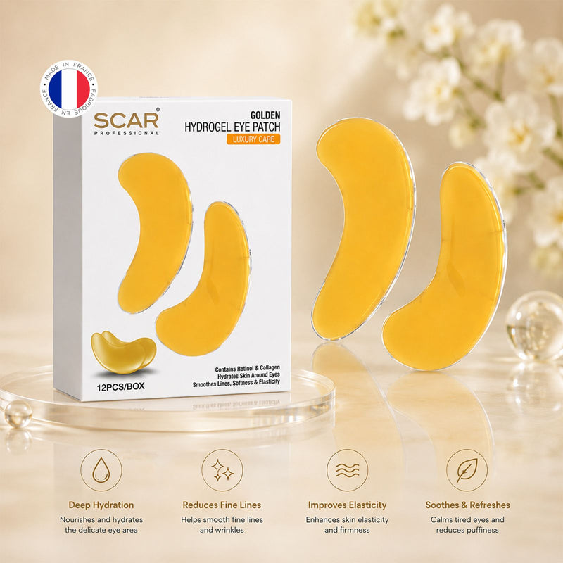 Scar Professional Golden Hydrogel Eye Patch with Sodium Hyaluronate, Retinol and Collagen for Hydrated and Smooth Under-Eye Skin