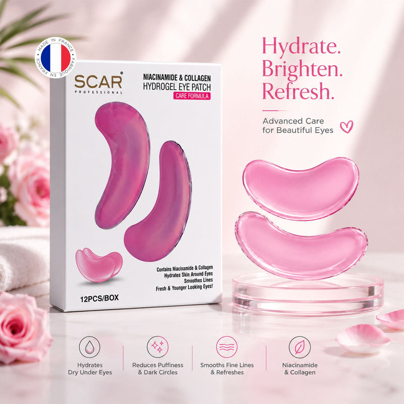 Scar Professional Niacinamide & Collagen Hydrogel Eye Patch for Moisturized and Refreshed Under -Eye Skin -Hydrogel Eye Patch UAE - Niacinamide Eye Mask - Collagen Eye Patch - Hydrating Under Eye Patch - Cooling Eye Patch - Eye Care Products UAE - Under Eye Treatment - Scar Professional Skincare
