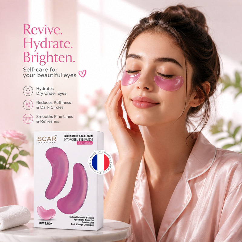 Scar Professional Niacinamide & Collagen Hydrogel Eye Patch for Moisturized and Refreshed Under -Eye Skin -Hydrogel Eye Patch UAE - Niacinamide Eye Mask - Collagen Eye Patch - Hydrating Under Eye Patch - Cooling Eye Patch - Eye Care Products UAE - Under Eye Treatment - Scar Professional Skincare