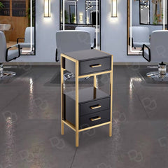 Salon Cart Hairdressing Trolley Black - Gold frame