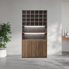 Salon Spa Wooden Storage Wardrobe Cabinet Brown -dayjour