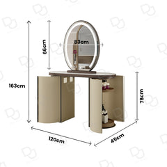 Salon Spa Double Sided Mirror Station with Storage Shelves Beige Color - Double sided mirror - salon mirror - dayjour