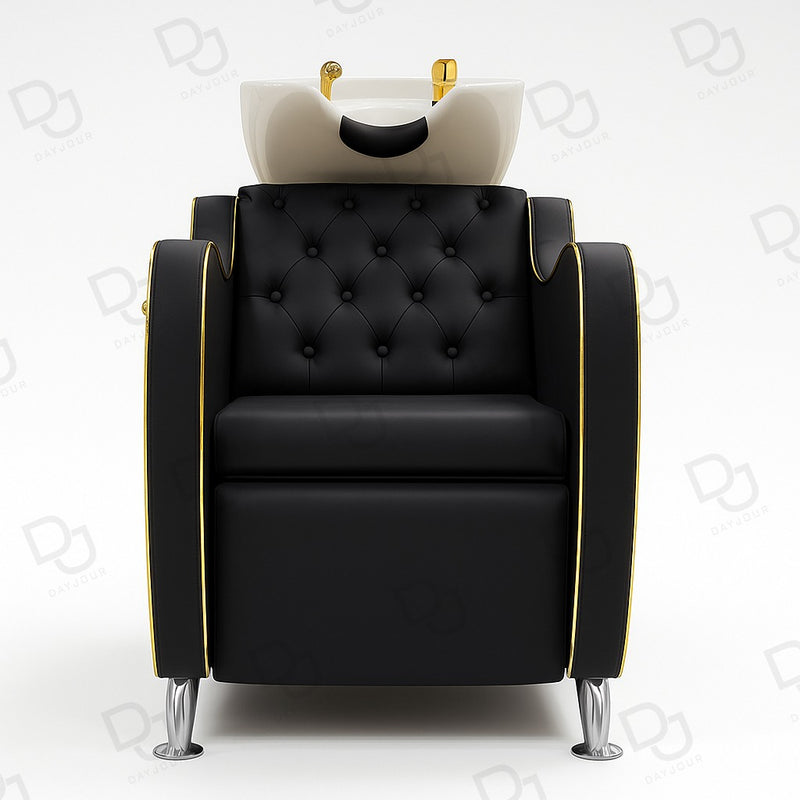 Salon Spa Hair Washing Shampoo Chair Black & Gold - salon hair washing chair - Dayjour - UAE