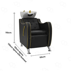 Salon Spa Hair Washing Shampoo Chair Black & Gold - salon hair washing chair - Dayjour - UAE