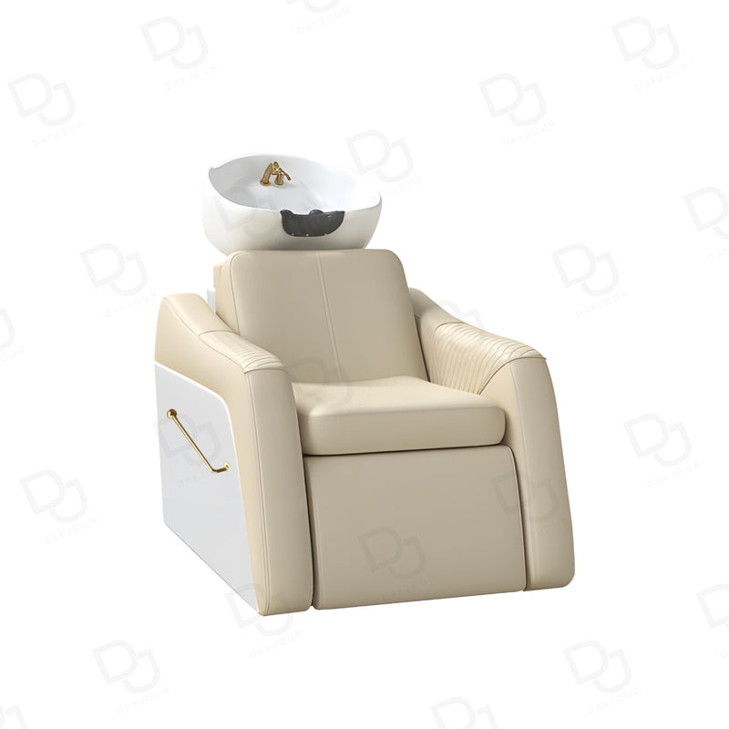 Salon Spa Hair Washing Shampoo Chair Cream & White - hair washing chair - shampoo chair - dayjour - salon furniture uae