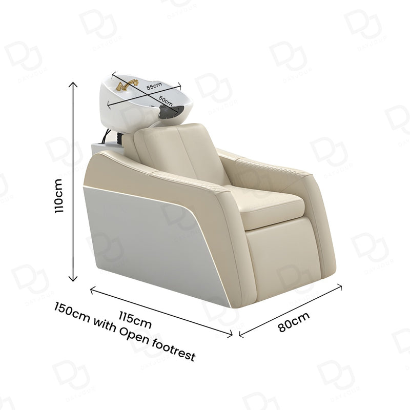 Salon Spa Hair Washing Shampoo Chair Cream & White - hair washing chair - shampoo chair - dayjour - salon furniture uae