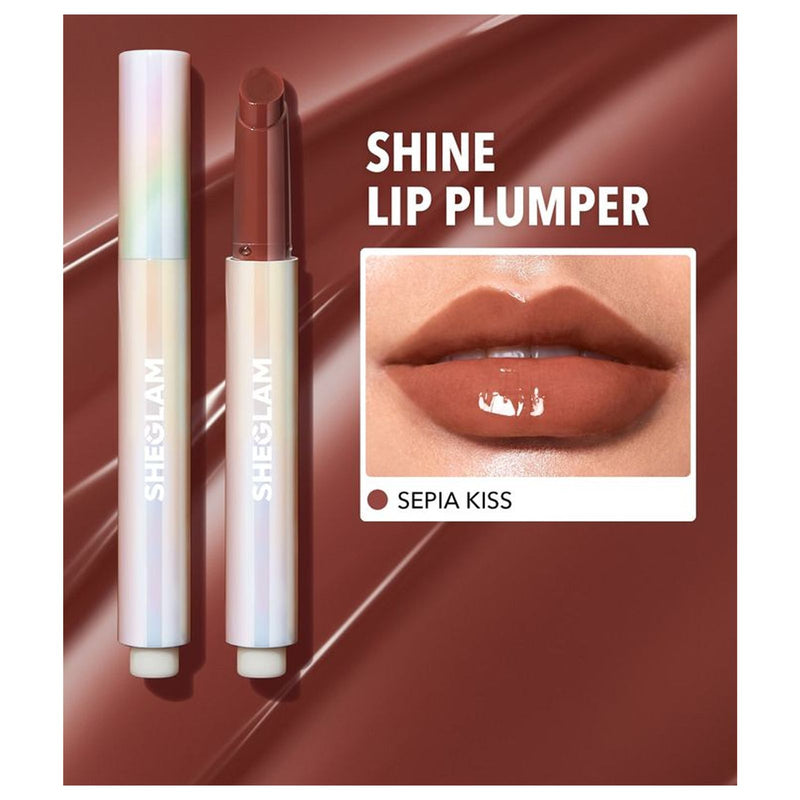 SHEGLAM Pout-Perfect Shimmer Lip Plumper Sepia Kiss - Warm Brown Shimmer Gloss UAE - lip gloss - booster lip gloss in sepia kiss shade - sheglam lip gloss