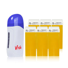 Viva Professional Hair Removal Waxing Kit with Depilatory Wax Heater Machine & Honey Wax Tube(6 Pcs)- wax- salon- body wax- wax machine - dayjour- UAE