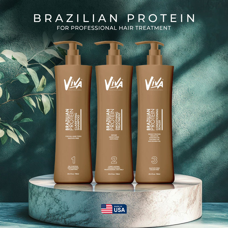 Viva Brazilian Protein Professional Hair Treatment Kit for Hair Straightening and Smoothening  3x750ml - dayjour