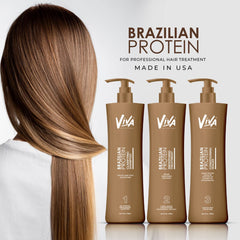 Viva Brazilian Protein Professional Hair Treatment Kit for Hair Straightening and Smoothening  3x750ml - dayjour