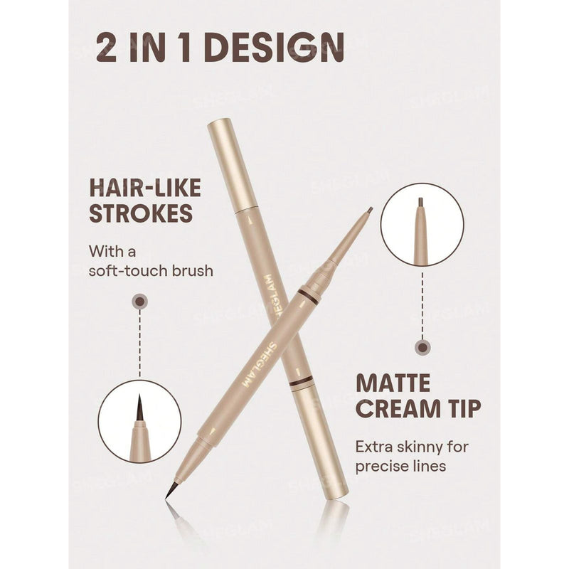 SHEGLAM Brows On Demand 2-In-1 Brow Pencil Espresso dual-ended brow pencil - waterproof eyebrow pencil - 2 in 1 brow pencil UAE - long lasting eyebrow makeup - eyebrow pen UAE -Dayjour