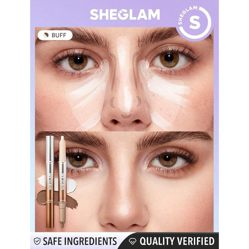 SHEGLAM Fine Line 2-In-1 Nose Contour and Highlight Pen Buff - SHEGLAM contour pen UAE - nose contour pen Buff - contour and highlight pen - sculpting makeup pen UAE - nose shaping makeup - SHEGLAM contour UAE - Dayjour
