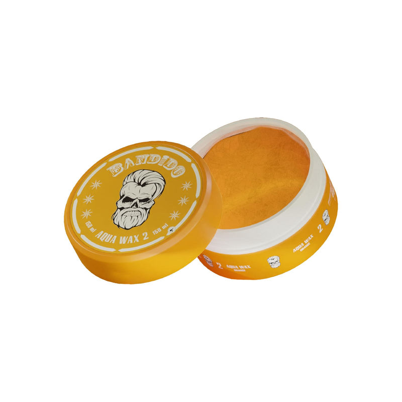 Bandido No. 2 Orange Aqua Hair Wax 150ml for men's hair styling - Bandido No 2 Orange Wax - Bandido Aqua Hair Wax - Orange Aqua Wax 150ml - Bandido Styling Wax - Men's Hair Styling Products - Hair Wax for Men UAE - Shiny Hair Wax - Water-Based Styling Wax - Barber Wax UAE - Professional Hair Wax
