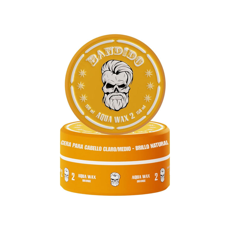Bandido No. 2 Orange Aqua Hair Wax 150ml for men's hair styling - Bandido No 2 Orange Wax - Bandido Aqua Hair Wax - Orange Aqua Wax 150ml - Bandido Styling Wax - Men's Hair Styling Products - Hair Wax for Men UAE - Shiny Hair Wax - Water-Based Styling Wax - Barber Wax UAE - Professional Hair Wax