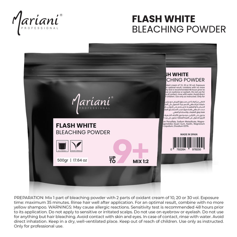 Mariani Professional Flash White Hair Bleach Powder 500g (9+ Levels Lift) - Hair bleaching powder - Mariani Professional Flash White Bleaching Powder 500g 9+ level lift hair bleach pack - Dayjour - UAE