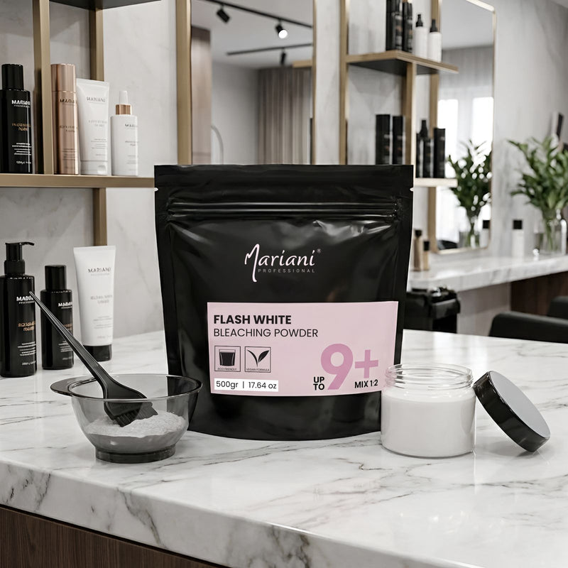 Mariani Professional Flash White Hair Bleach Powder 500g (9+ Levels Lift) - Hair bleaching powder - Mariani Professional Flash White Bleaching Powder 500g 9+ level lift hair bleach pack - Dayjour - UAE