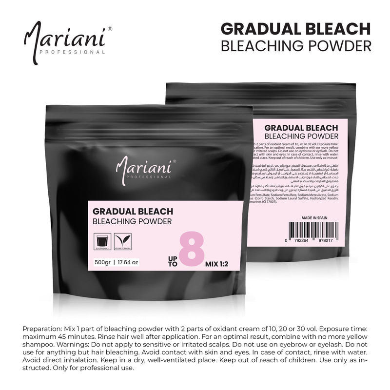 Mariani Gradual Bleach Powder 500g – Professional Hair Lightening Powder (Up to 8 Levels)