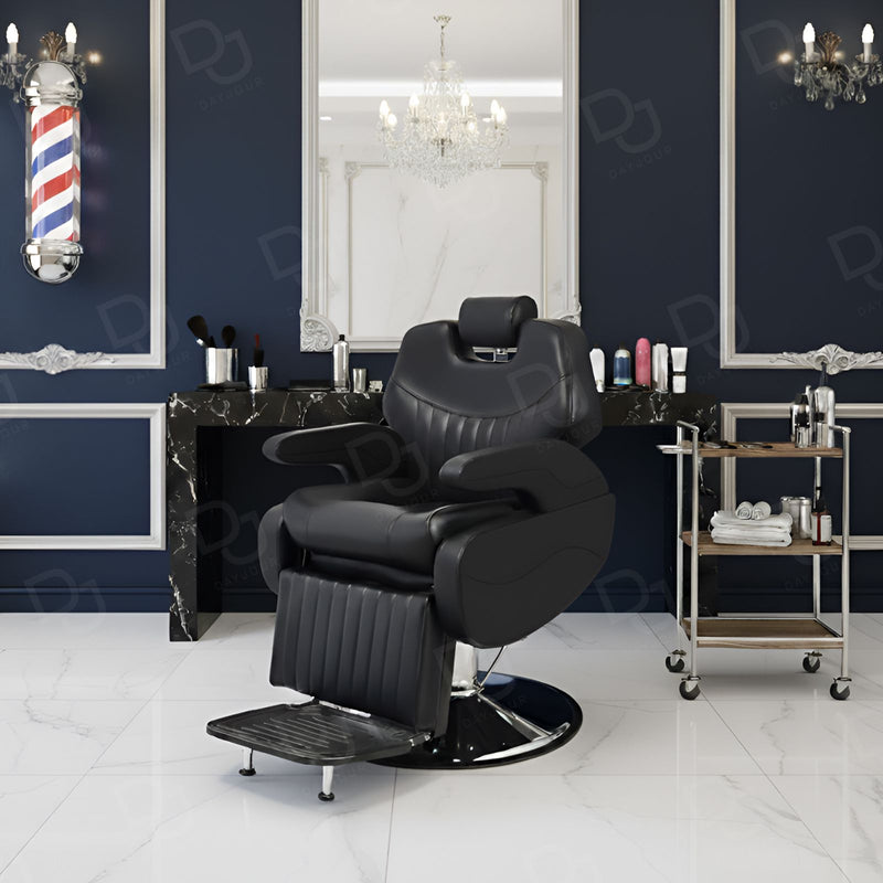 Professional Gents Salon Barber Chair Black - Hair cutting chair - Dayjour - UAE
