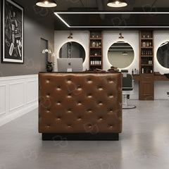 Reception Salon Counter Desk Shine brown - Office reception desk - Spa reception counter - Dayjour - UAE