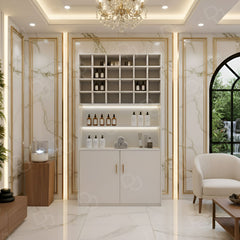 Salon Spa Wooden Storage Wardrobe Cabinet White - Product stand - Organizer stand - Display stand with storage space - Dayjour - UAE